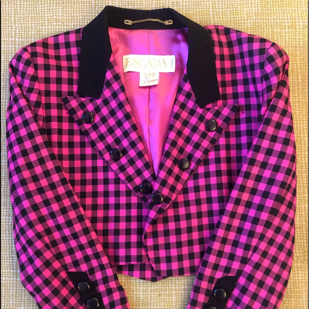 Escada Margaretha Ley Pink/ Black Plaid Blazer